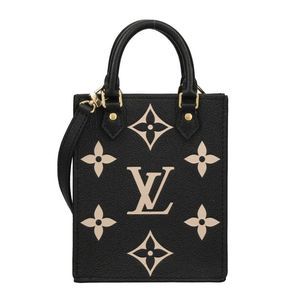 Louis Vuitton Sac Plat Monogram Emplant Leather Black Shoulder Bag